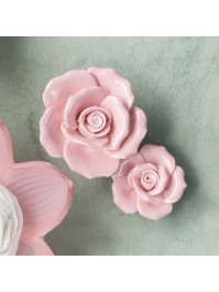 SET 2 NYMPHEA PINK CERAMIC ROSES 3.5CM X 4CM X 1.5CM