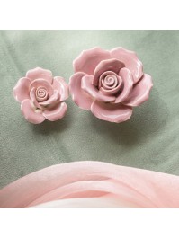 SET 2 ROSES CERAMIQUE ROSE BLUSH 3.5CM X 4CM X 1.5CM