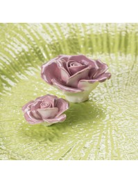 SET 2 ROSES CERAMIQUE ROSE BLUSH 3.5CM X 4CM X 1.5CM