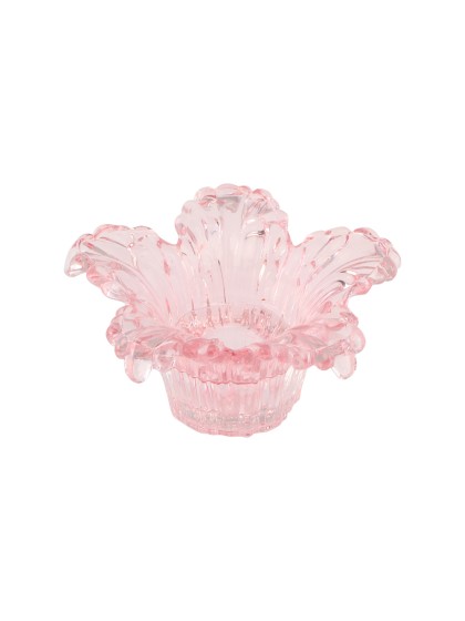 BOUGEOIR VERRE NYMPHEA ROSE DIA 12.5CM X 6CM