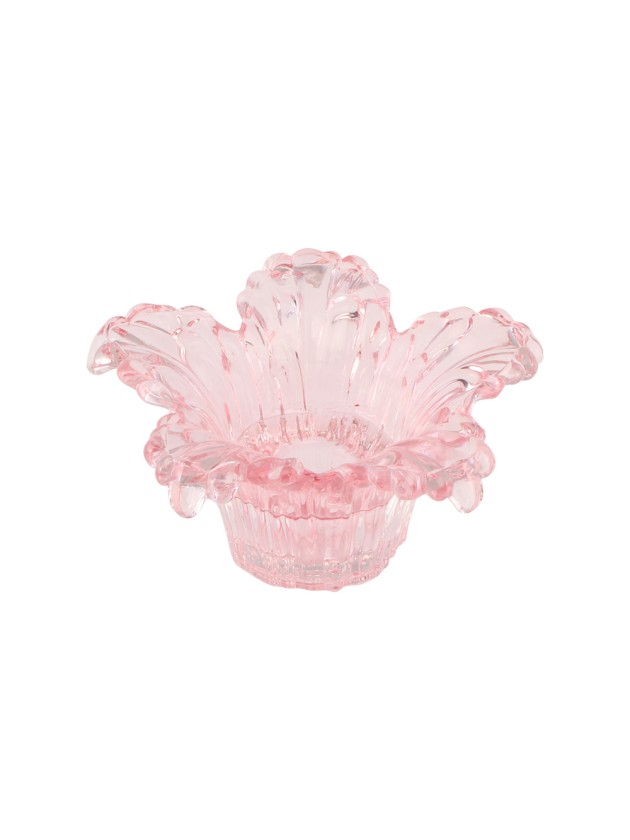 BOUGEOIR VERRE NYMPHEA ROSE DIA 12.5CM X 6CM