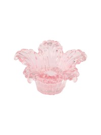 BOUGEOIR VERRE NYMPHEA ROSE DIA 12.5CM X 6CM