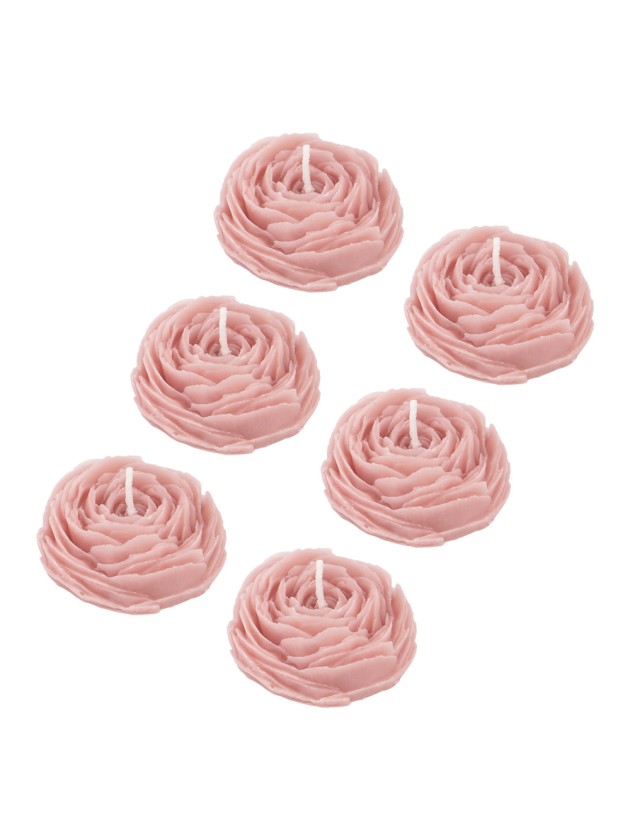 6 BOUGIES CAMELIA ROSE NYMPHEA DIA 5.8CM X 2.4CM
