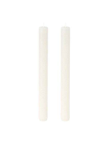 SET 2 BOUGIES FLAMBEAU RUSTIQUE BLANC DIA 2.5CM X 25CM