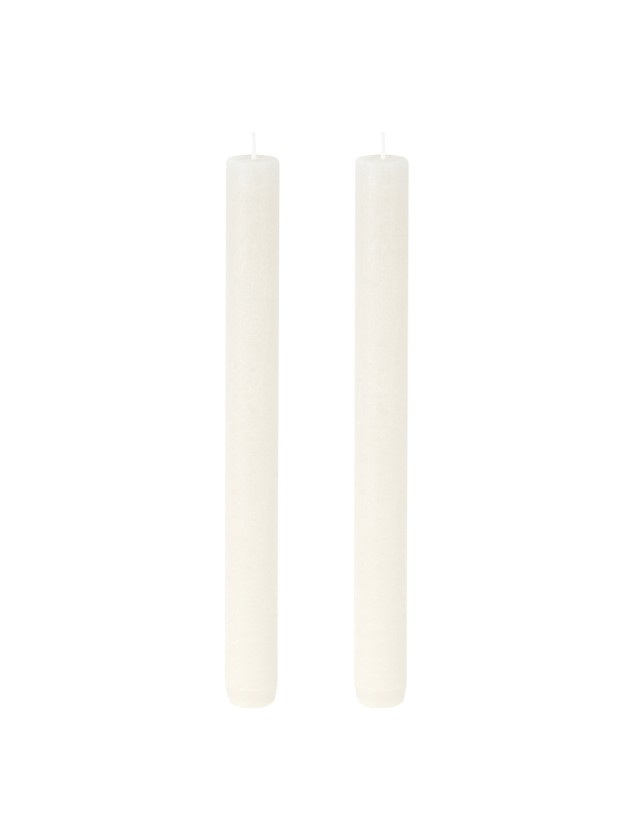 SET 2 BOUGIES FLAMBEAU RUSTIQUE BLANC DIA 2.5CM X 25CM