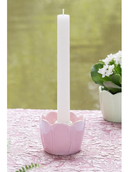 SET 2 WHITE TAPER RUSTIC CANDLES DIA 2.5CM X 25CM