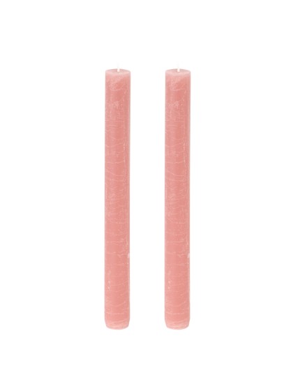 SET 2 BOUGIES FLAMBEAU RUSTIQUE ROSE NYMPHEA DIA 2.5CM X 25CM