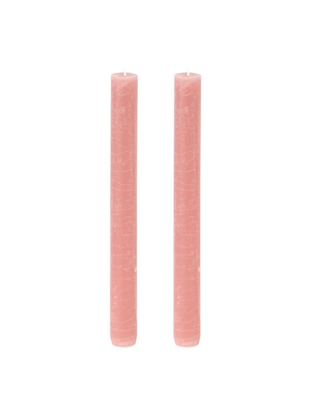 SET 2 BOUGIES FLAMBEAU RUSTIQUE ROSE NYMPHEA DIA 2.5CM X 25CM