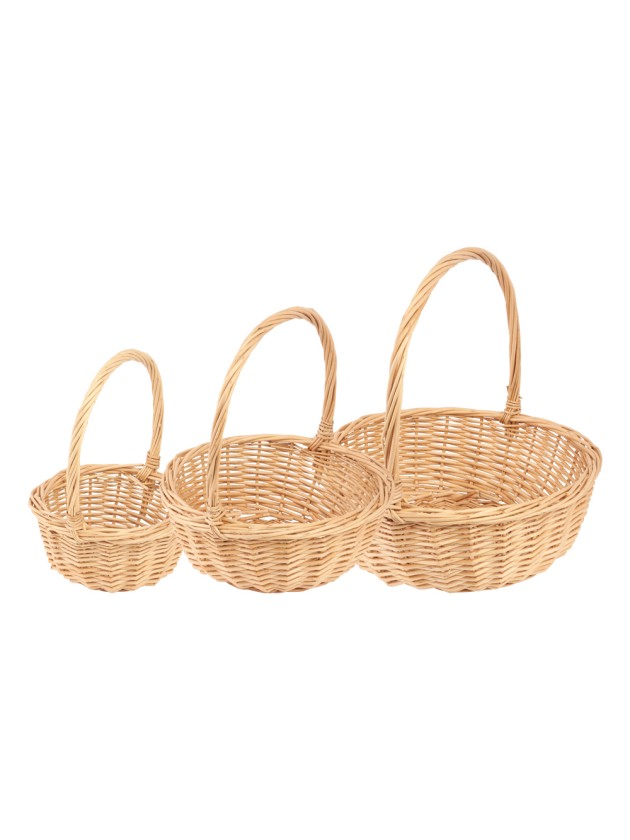 SET 3 NATURAL WILLOW BASKETS 29X10X30CM/ 24X9X25CM/ 17X8X20CM