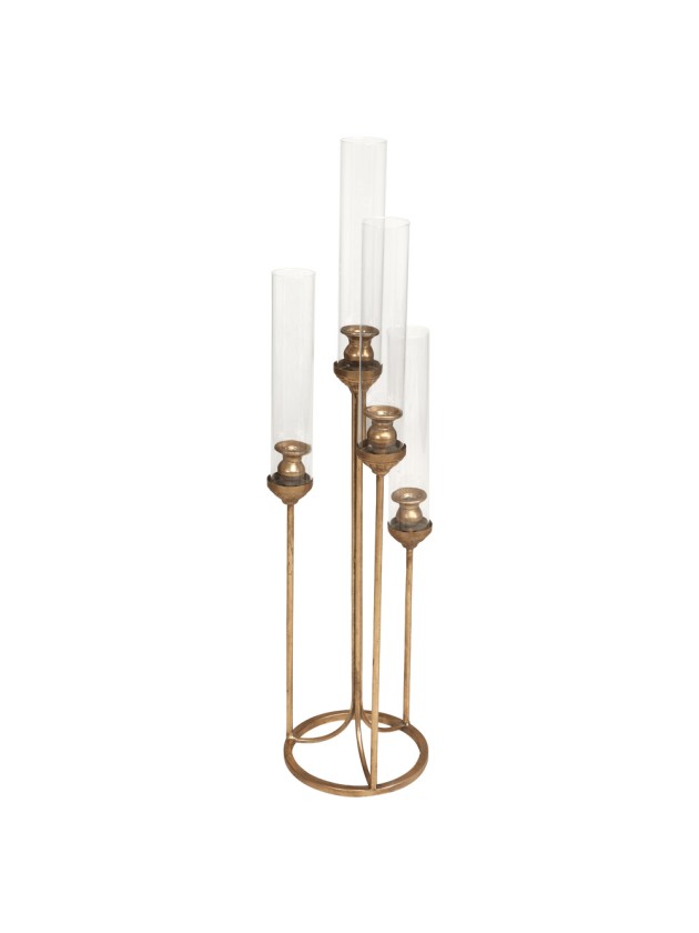 MAJESTIC BRUSHED MATT GOLDEN 4 CANDLE HOLDERS DIA 22CM X 90CM
