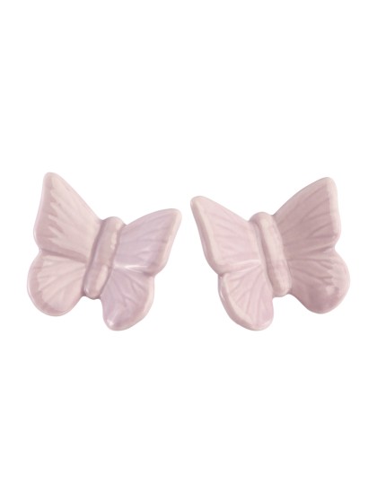 SET 2 LILAC CERAMIC BUTTERFLIES 4CM  4CM X 2CM