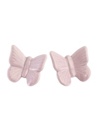 SET 2 LILAC CERAMIC BUTTERFLIES 4CM  4CM X 2CM