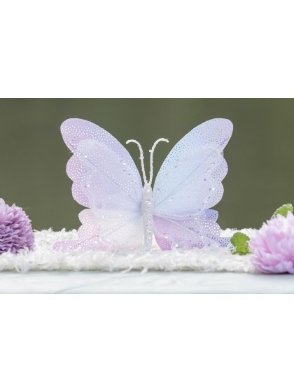 PAPILLON IRISE AVEC SUPPORT PINCE 19CM X 3CM X 23CM