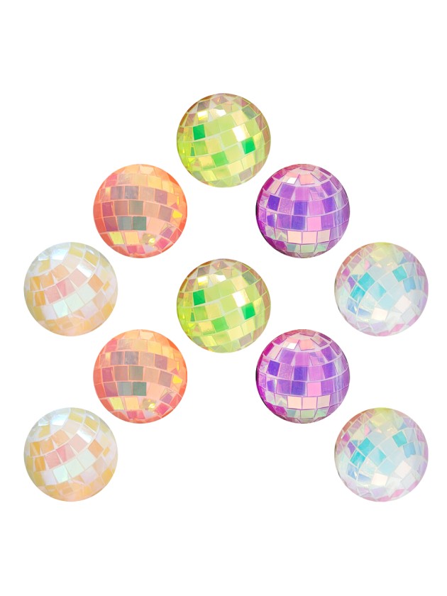BOITE 10 BOULES A FACETTES COLORIS IRISE ASSORTIS DIA 4CM