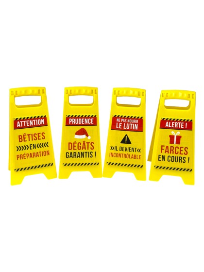 PANNEAU D’AVERTISSEMENT POUR LUTIN FARCEUR - 4 ASS 11.5CM X 1.5CM X 24CM