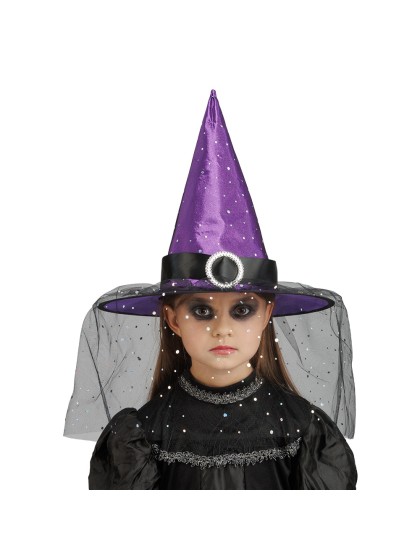 GLITTER AND BUCKLE KID PURPLE WITCH HAT 35.5CM X 35.5CM X 33CM