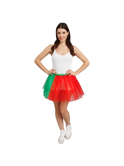 RED AND GREEN SUPPORTER TUTU ONE SIZE - 39CM