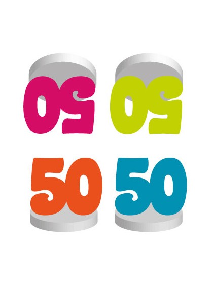 SET 4 MARQUE-PLACES 50ANS COL ASS  4CM