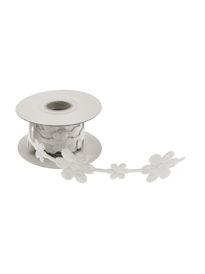 BAND FILZ BLUMEN WEISS  200CMX3,5CM