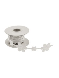 BAND FILZ BLUMEN WEISS  200CMX3,5CM