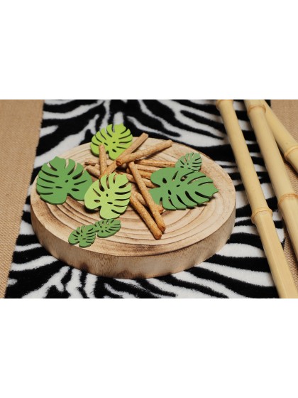 SET 10 WOODEN PALM LEAVES 3.5 CM/6 CM/8 CM