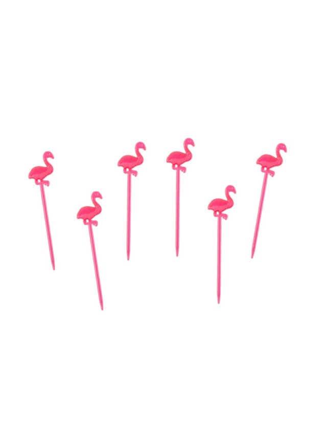 SET 20 PICKS FLAMINGOS PP ROSA 8CM