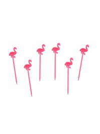 SET 20 PICKS FLAMINGOS PP ROSA 8CM