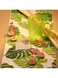 SET 20 PICKS FLAMINGOS PP ROSA 8CM