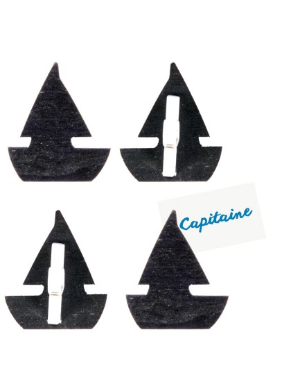 SET 6 MARQUE-PLACES VOILIER NOIR 4CM
