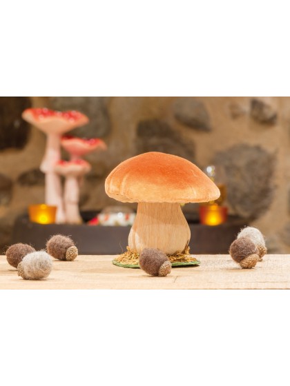 CHAMPIGNON BRUN BLANC SUR SOCLE MOUSSE 10CM X 10CM X 10.5CM
