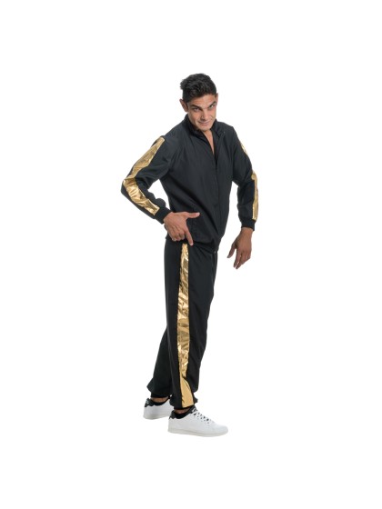 BLACK AND GOLD RAPPER OUTFIT 2 PIECES L