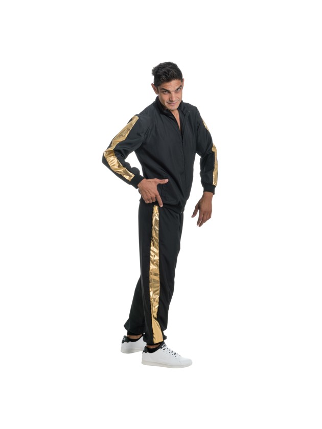 BLACK AND GOLD RAPPER OUTFIT 2 PIECES L