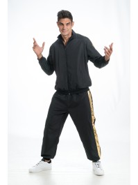BLACK AND GOLD RAPPER OUTFIT 2 PIECES L
