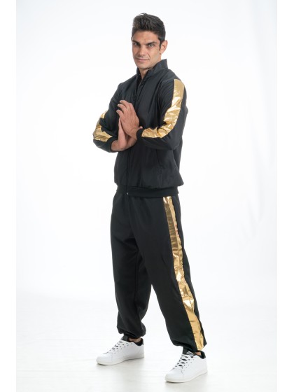 BLACK AND GOLD RAPPER OUTFIT 2 PIECES XL