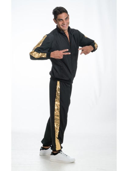 BLACK AND GOLD RAPPER OUTFIT 2 PIECES XL