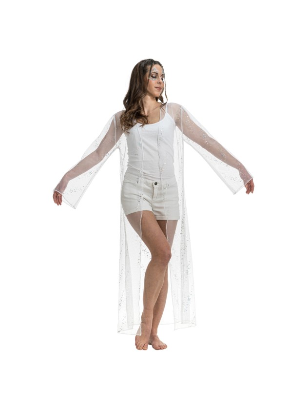 WHITE LONG SUMMER FESTIVAL VEST ONE SIZE