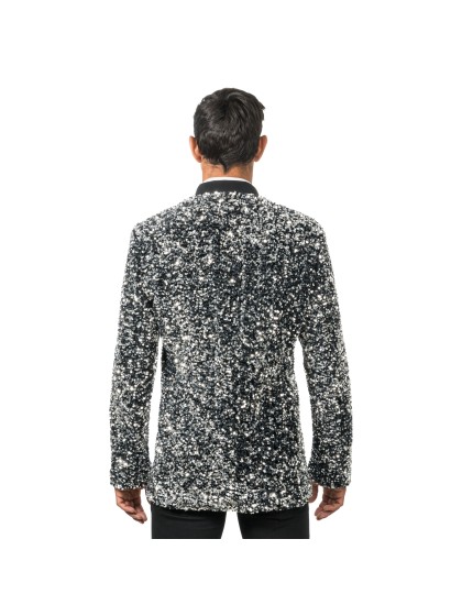 VESTE VELOURS NOIR ET SEQUINS ARGENT L