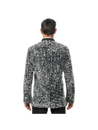 VESTE VELOURS NOIR ET SEQUINS ARGENT L