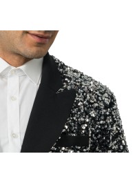 BLACK VELVET JACKET WITH SILVER SEQUINS M