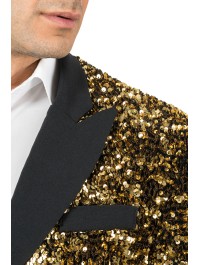 VESTE VELOURS NOIR ET SEQUINS OR XXL