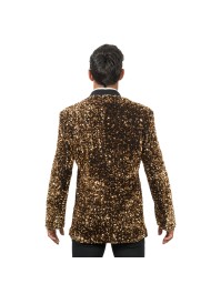 VESTE VELOURS NOIR ET SEQUINS BRONZE XL