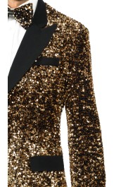 VESTE VELOURS NOIR ET SEQUINS BRONZE XXL