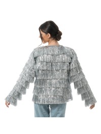 VESTE SCINTILLANTE A FRANGES ARGENT S