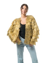 VESTE SCINTILLANTE A FRANGES OR S