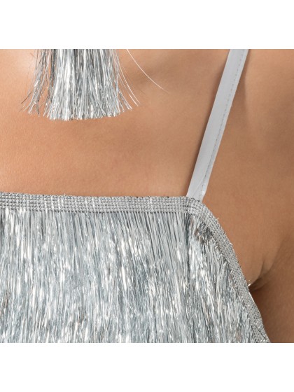 ROBE SCINTILLANTE A FRANGES ARGENT L