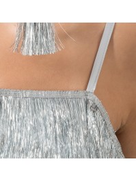 ROBE SCINTILLANTE A FRANGES ARGENT L