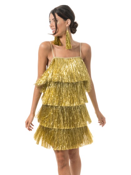 ROBE SCINTILLANTE A FRANGES OR L