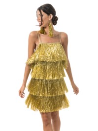 ROBE SCINTILLANTE A FRANGES OR S
