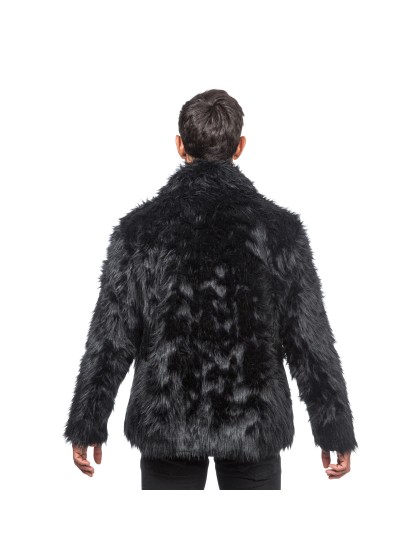 BLACK FAKE FUR JACKET S