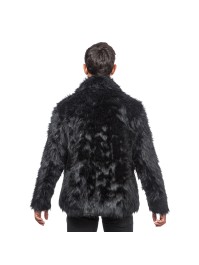 BLACK FAKE FUR JACKET XL